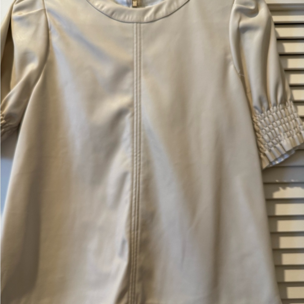 THML Cream Blouse with Ruched Sleeves